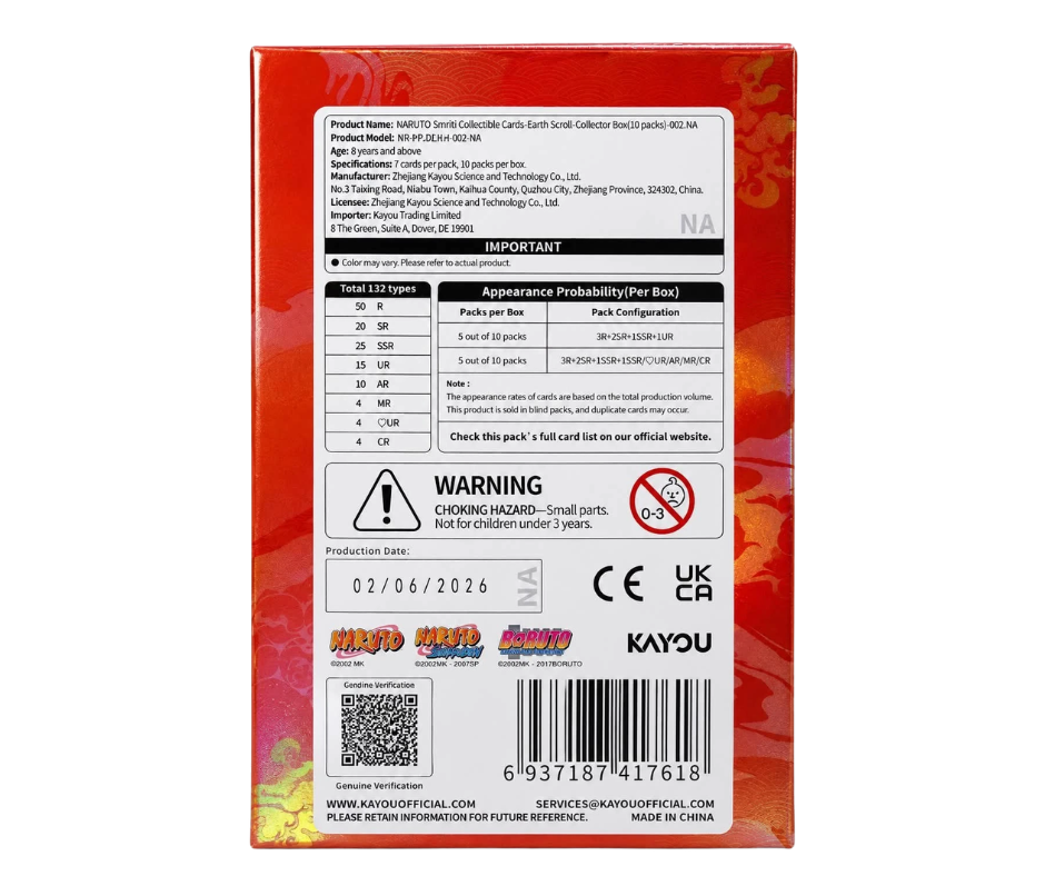 Naruto Collectible Cards: Smriti- Earth Scroll- Collector Box, Portrait Packaging- 002 (10 packs)