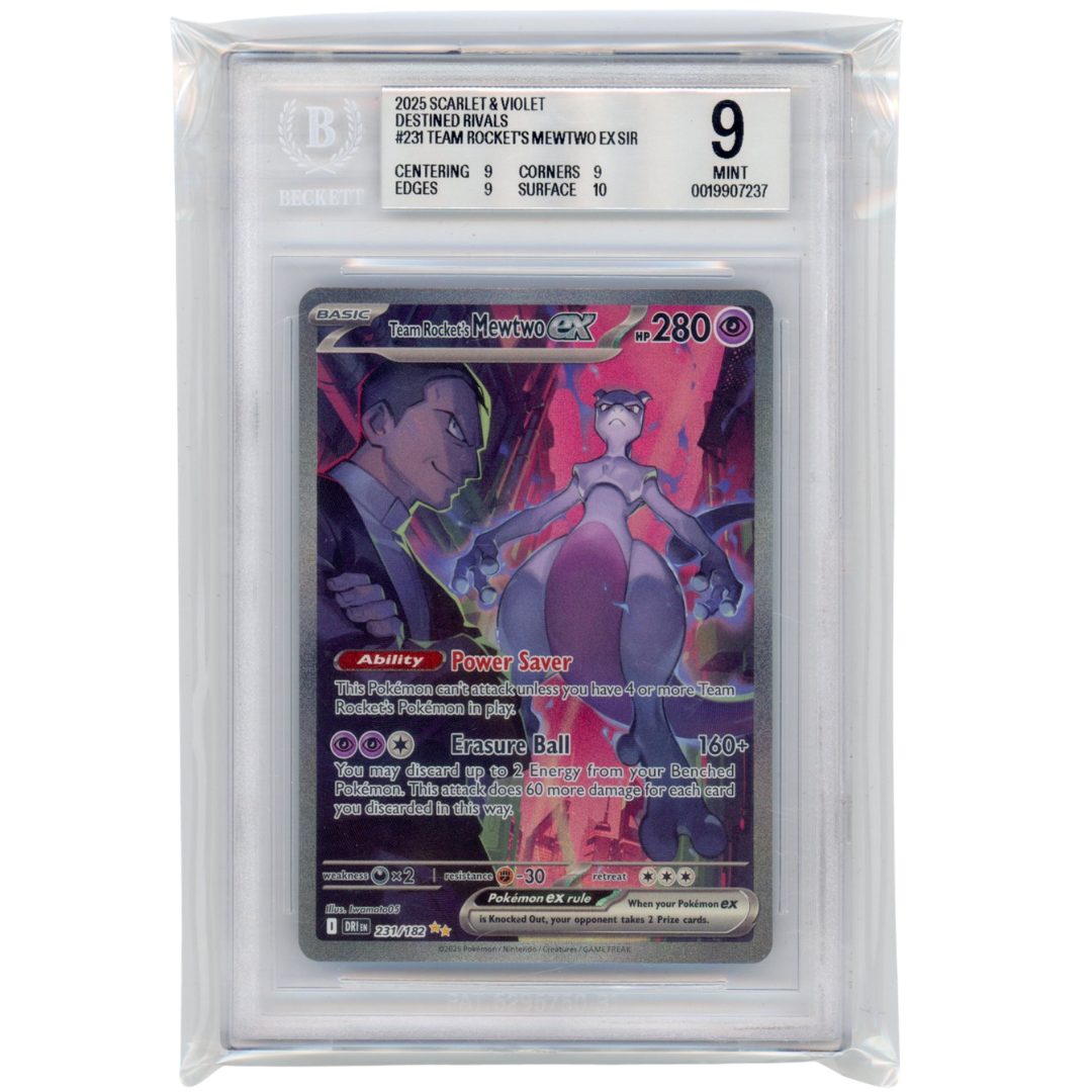 2025 S&V Destined Rivals 231 Team Rocket's Mewtwo ex SIR BGS 9 Mint
