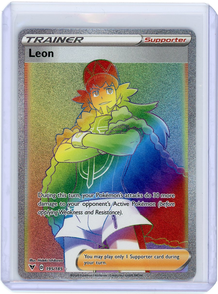pokemon leon card Rainbow Shiny Holographic UV Printed Vivid Voltage Singles Pokemon Leon Scott Kennedy 8