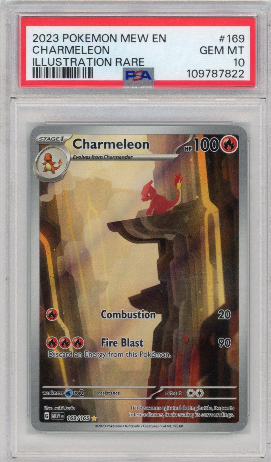 Charmeleon 2023 Pokemon SV 151 MEW EN #169 Illustration Rare PSA 10