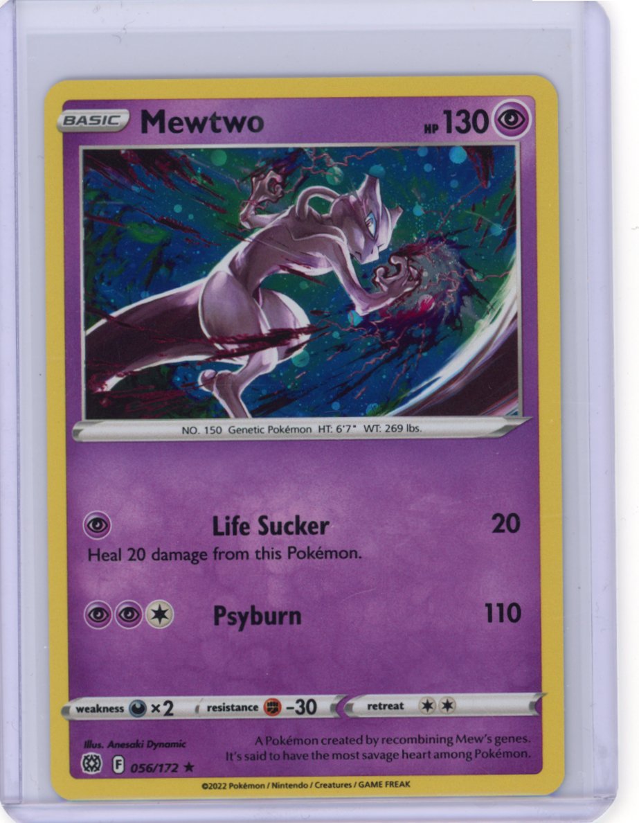 pokemon card 056 172 Mewtwo 056/172 Trick or Trade variation to centering Mewtwo RARE card 56/172 Sword