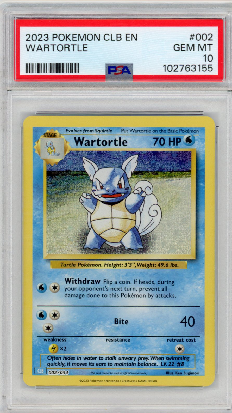 2023 Pokemon Classic English Wartortle PSA 10 #002