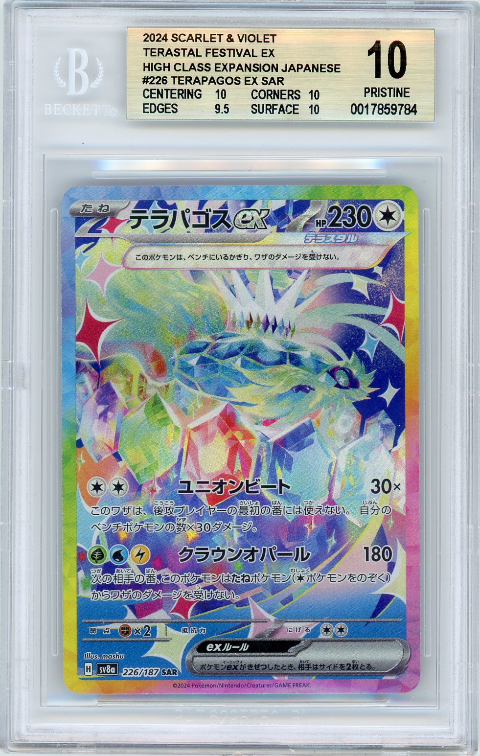pokemon card game terastal festival high class 2024 S&V Terastal Festival #226 Terapagos ex SAR BGS 10 – Holo Horse Games LLC