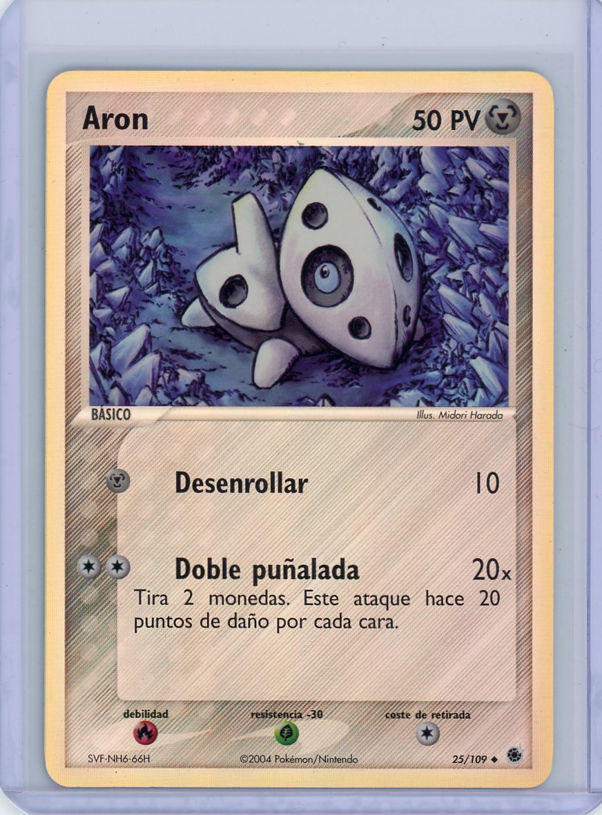 Aron - 25/109 - Ruby and Sapphire - Reverse Holo - Spanish