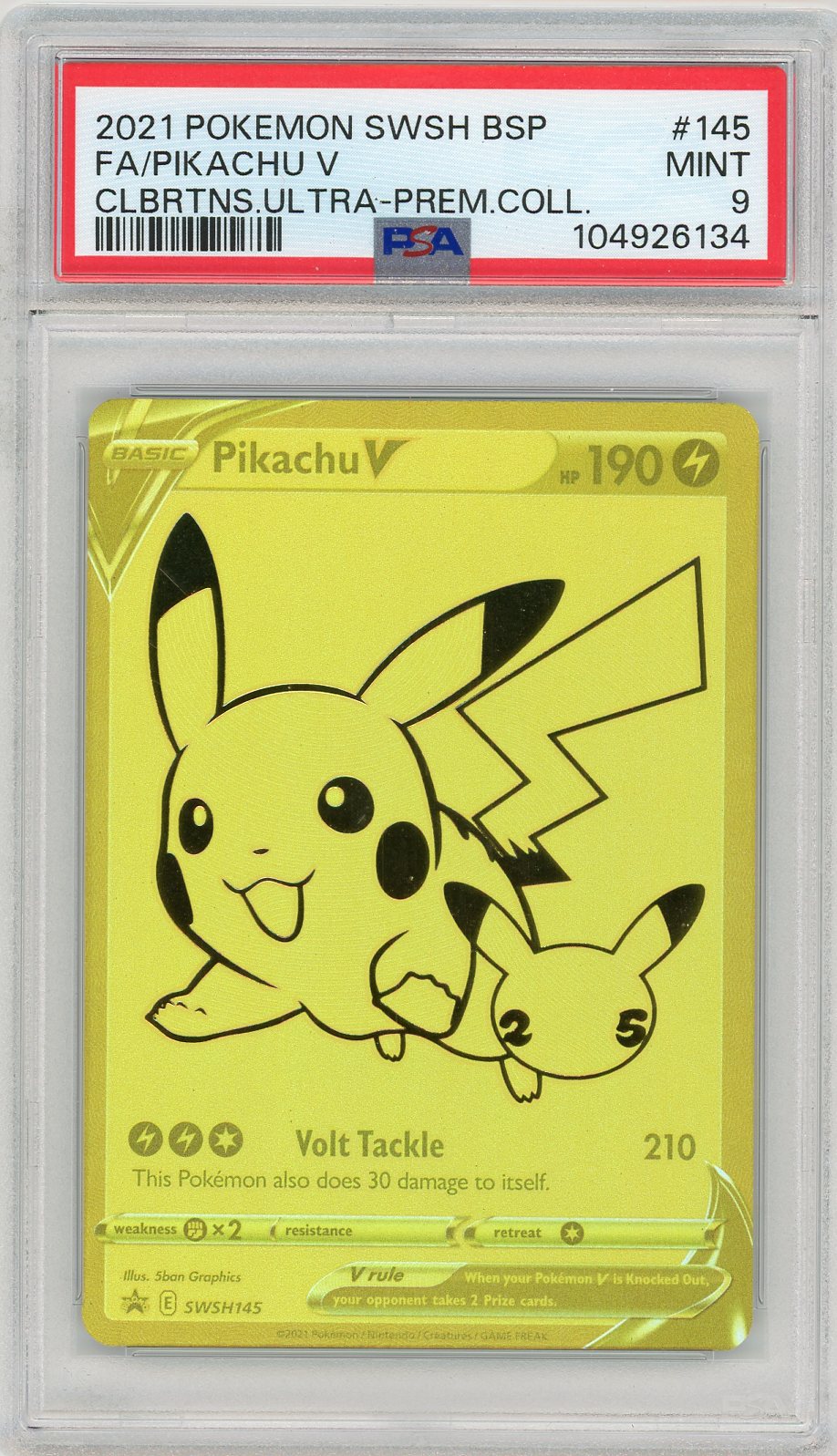 PSA 9 MINT - Pikachu V - SWSH145 - SWSH: Sword & Shield Promo Cards