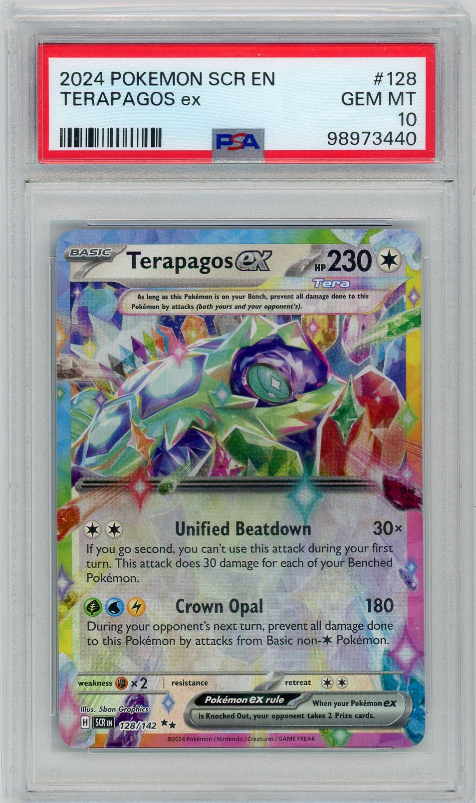 PSA 10 GEM MINT - Terapagos ex - 128/142 - SV07: Stellar Crown