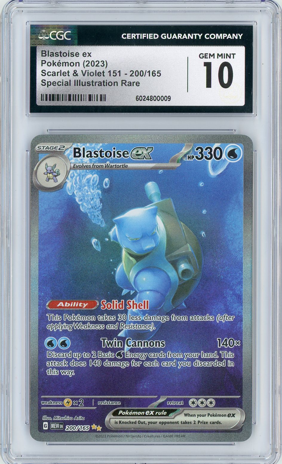 CGC 10 GEM MINT - Blastoise ex - 200/165 - SV: Scarlet & Violet 151