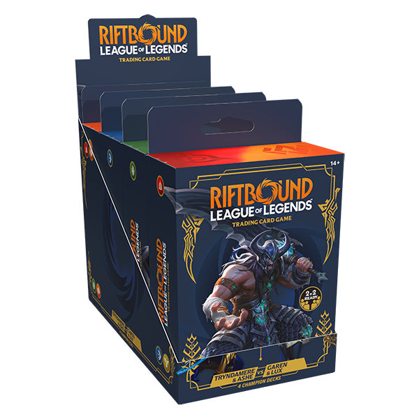 Riftbound TCG: Set 06- Legacy- Showdown Deck Display (4 Decks- Tryndamere, Ashe, Garen, & Lux)