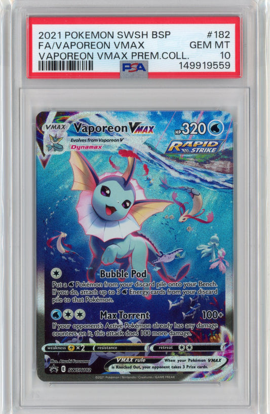 Vaporeon VMAX #SWSH182 PSA 10 Black Star Promo