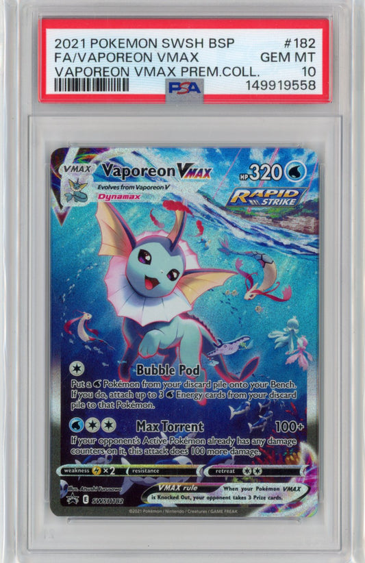 Vaporeon VMAX #SWSH182 PSA 10 Black Star Promo