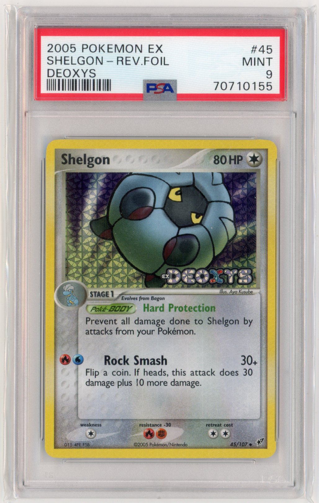 Shelgon [Reverse Holo] #45 Pokemon Deoxys PSA 9