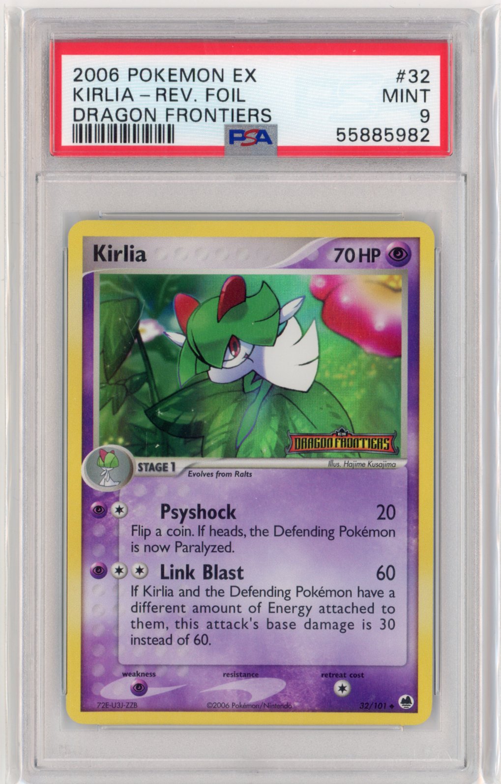 Kirlia [Reverse Holo] #32 Pokemon Dragon Frontiers PSA 9