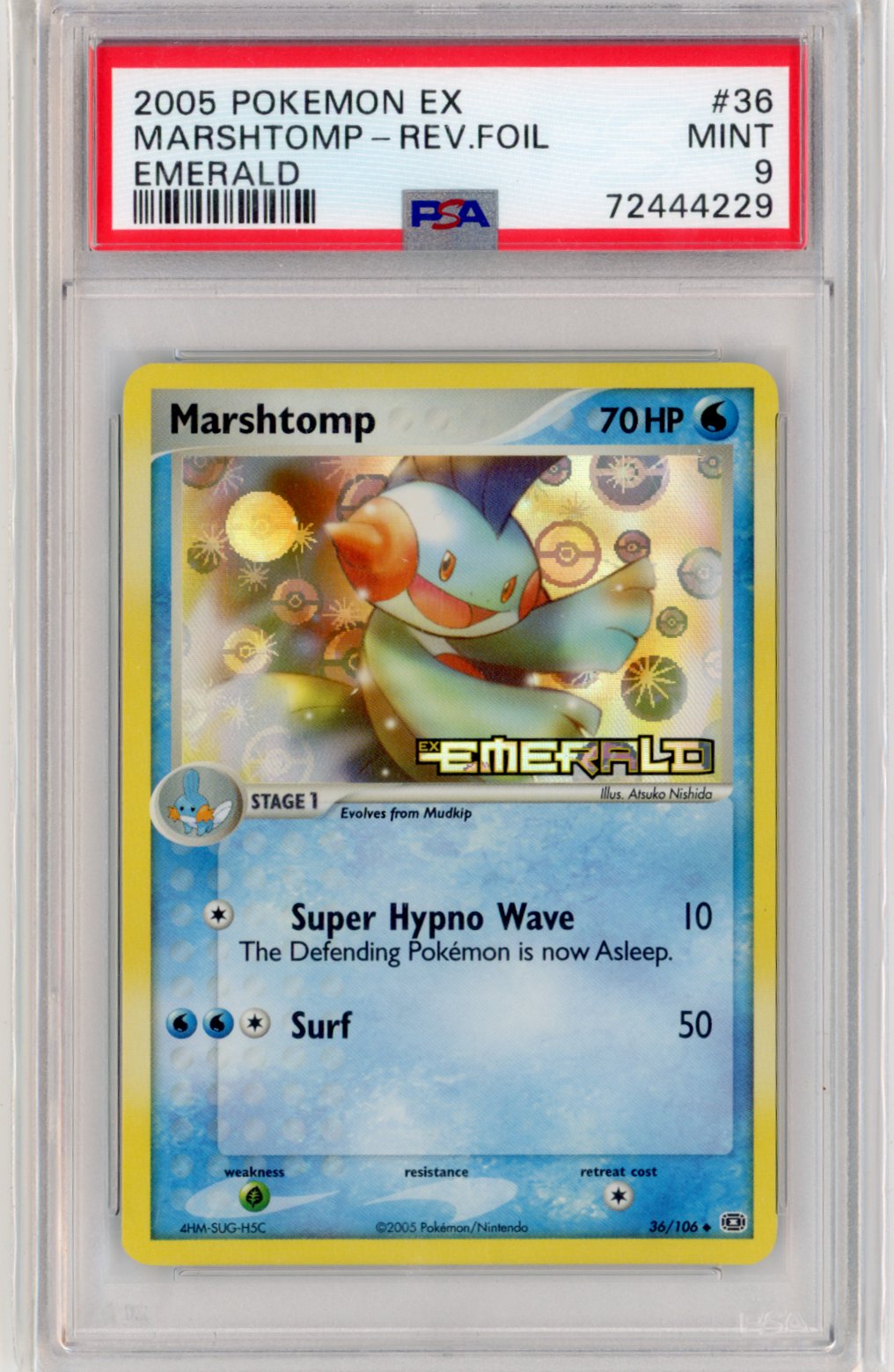 Marshtomp [Reverse Holo] #36 Pokemon Emerald PSA 9