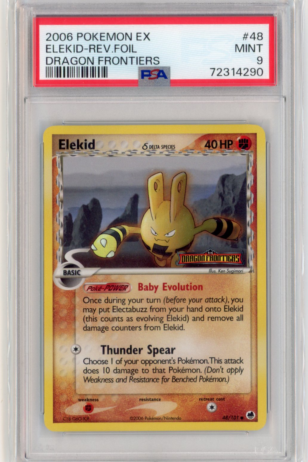 Elekid [Reverse Holo] #48 Pokemon Dragon Frontiers PSA 9