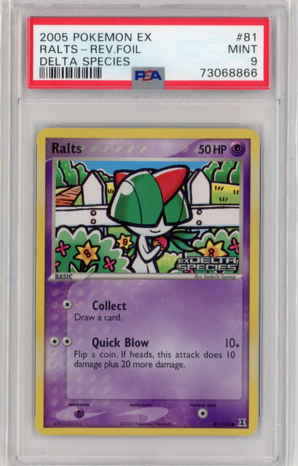 Ralts [Reverse Holo] #81 Pokemon Delta Species PSA 9