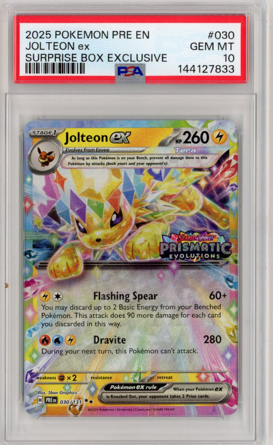 Jolteon EX #30 Prismatic Evolutions Surprise Box PSA 10 Stamped