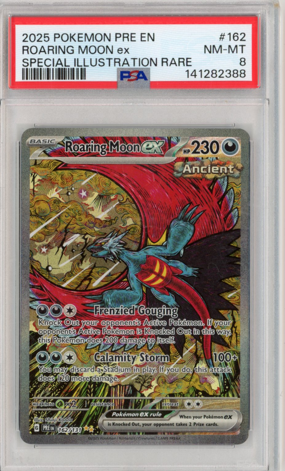 Roaring Moon ex #162 Pokemon Prismatic Evolutions PSA 8