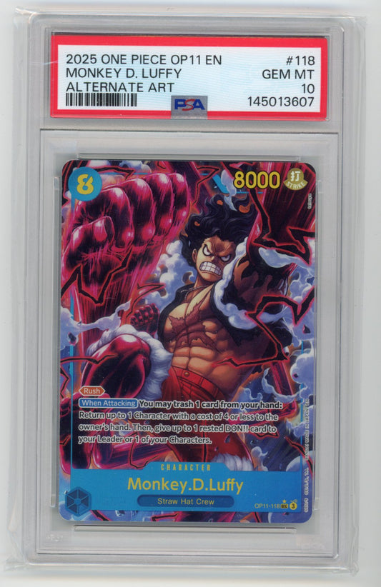 2025 One-Piece Op11 English Monkey D Luffy Alt Art PSA 10 #118