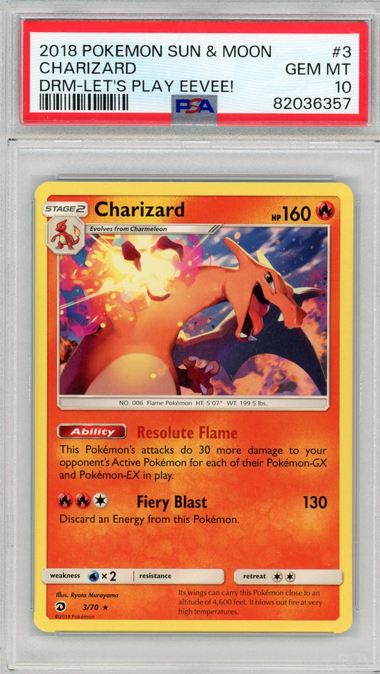 PSA 10 GEM MT - Charizard - Dragon Majesty 3/70