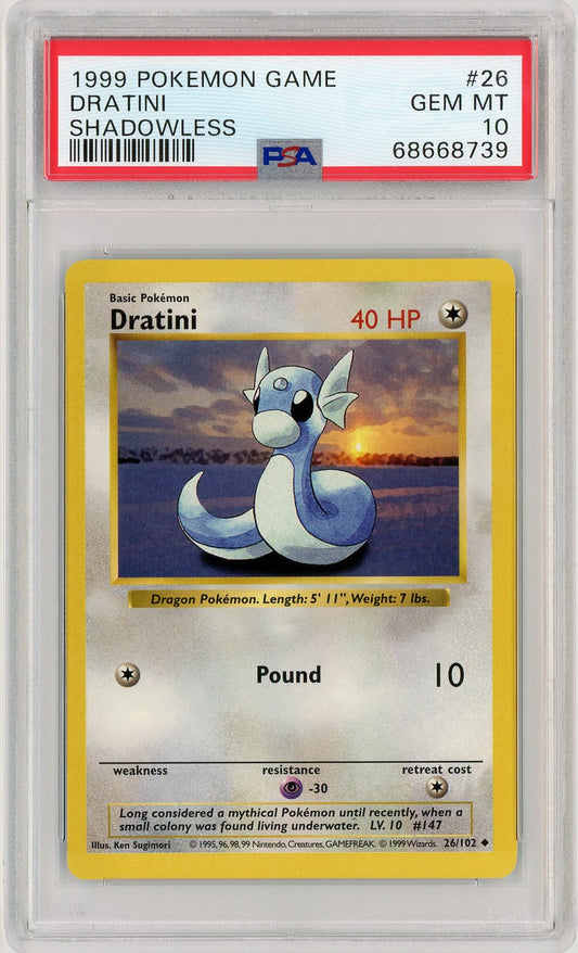 PSA 10 GEM MINT - Dratini - Base Set (Shadowless)