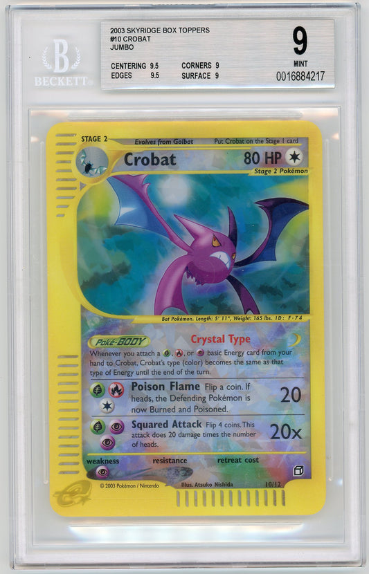BGS 9 MINT - Crobat - 10/12 (Box Topper) - Jumbo Cards