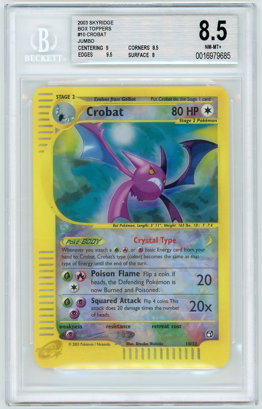 BGS 8.5 NM-MT+ - Crobat - 10/12 (Box Topper) - Jumbo Cards