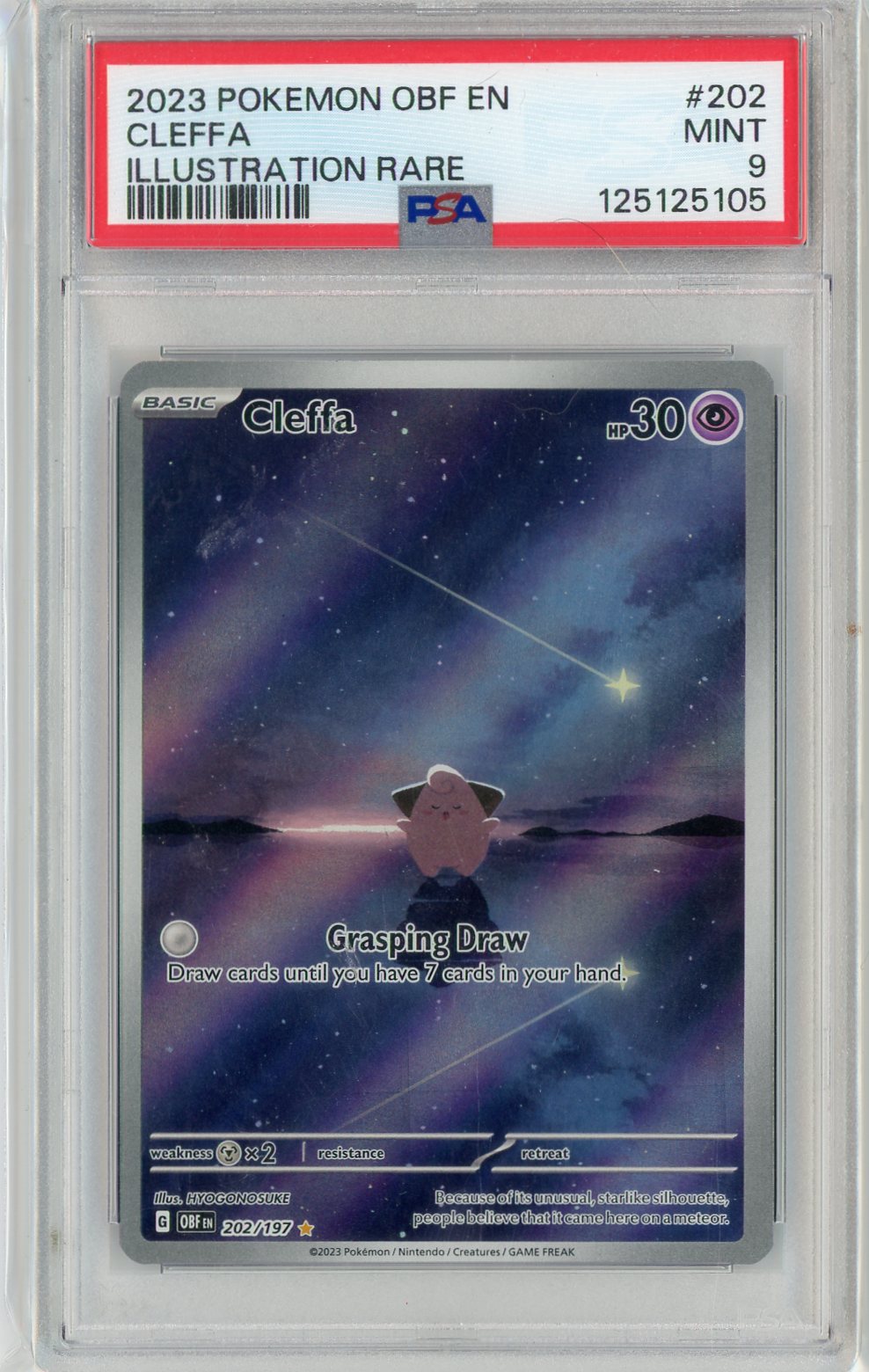PSA 9 MINT - Cleffa - 202/197 - SV03: Obsidian Flames