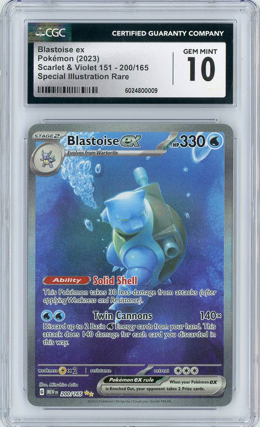 CGC 10 GEM MINT - Blastoise ex - 200/165 - SV: Scarlet & Violet 151