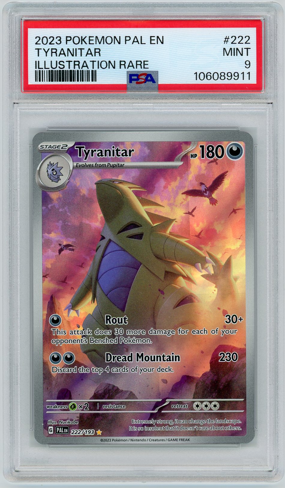 PSA 9 MINT - Tyranitar - 222/193 - SV02: Paldea Evolved